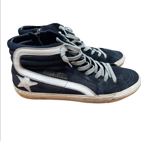 Golden Gooses “Slide” High-Top Navy Blue Sneakers Size EUR 40 - Picture 5 of 13